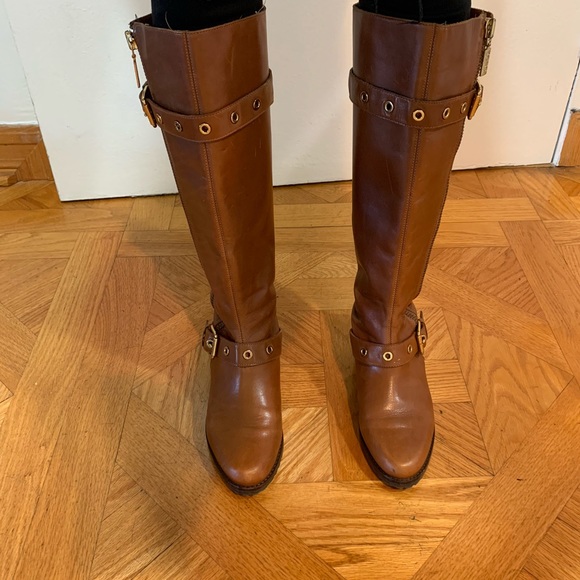 Michael Kors Tan Leather Riding Boots - Picture 1 of 7